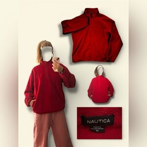 Nautica Vibrant Red Half-Zip Fleece